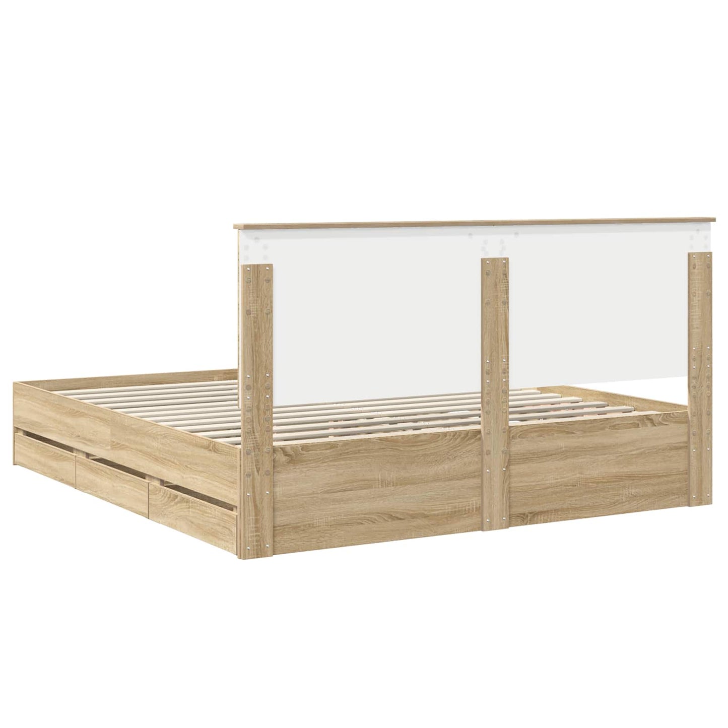 vidaXL Bed Frame with Drawer Sonoma Oak 200 x 200 cm Engineer Wood