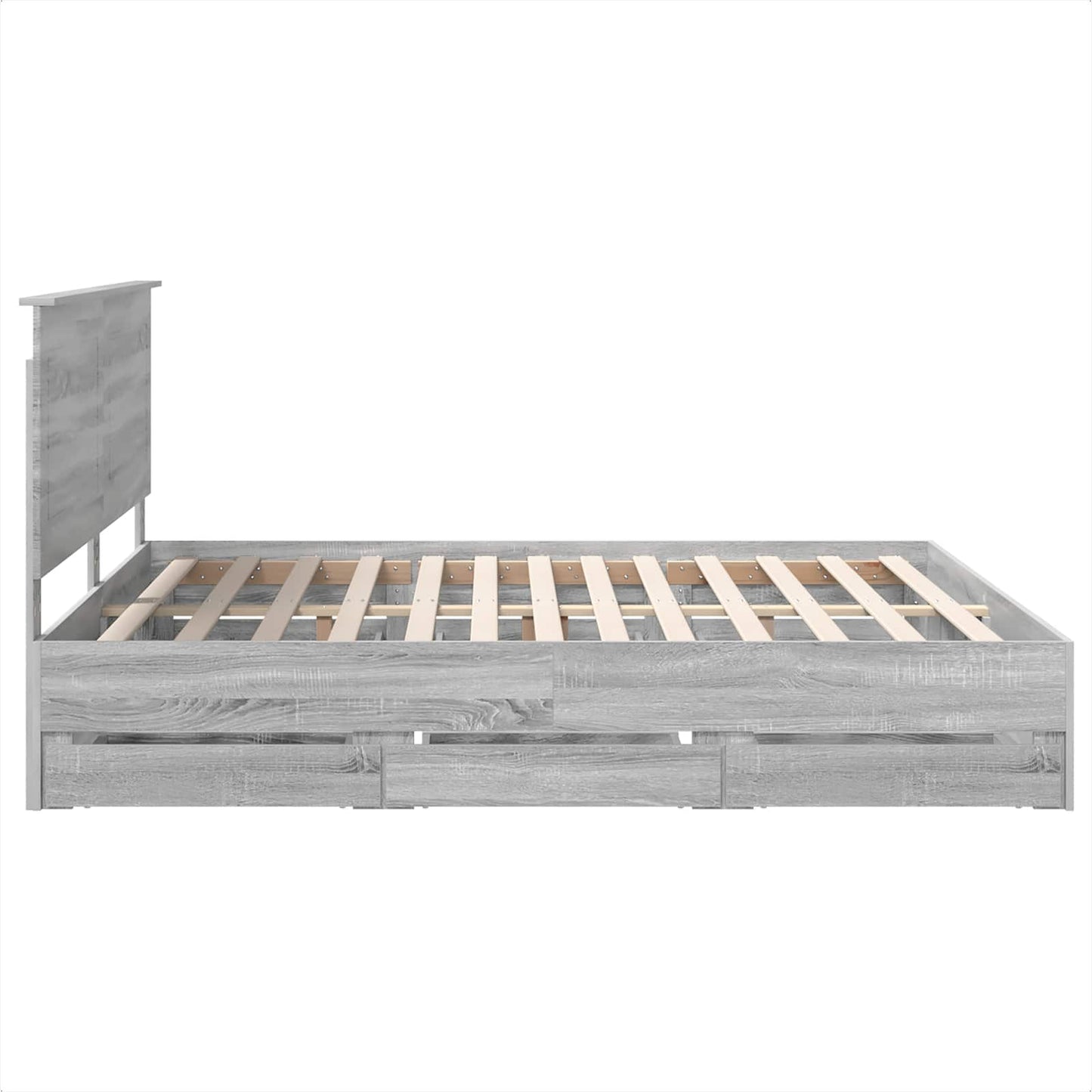 vidaXL Bed Frame with Drawer Grey Sonoma 200 x 200 cm Engineer Wood