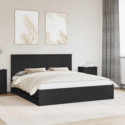 vidaXL Bed Frame with Drawer Black 180 x 200 cm Engineer Wood