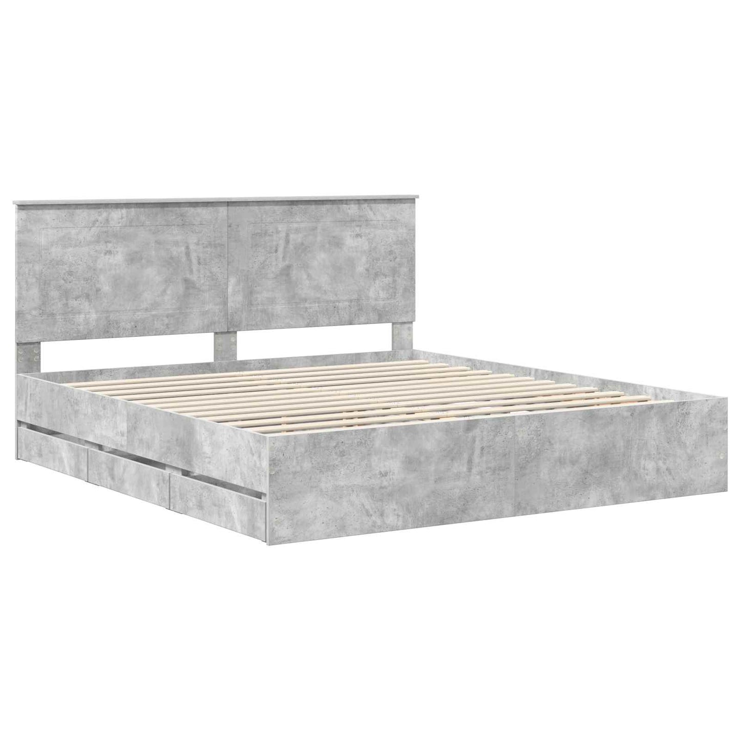 vidaXL Bed Frame with Drawer Concrete Grey 180 x 200 cm Engineer Wood