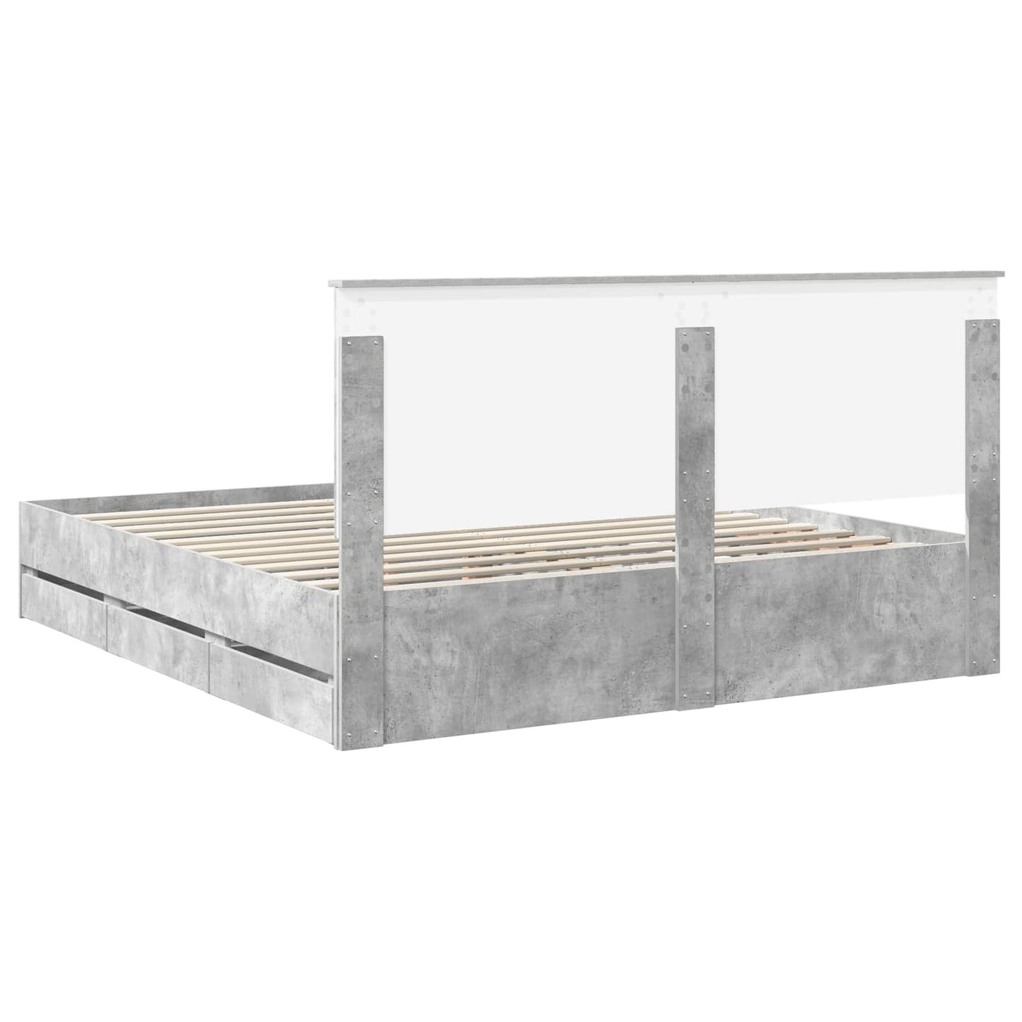 vidaXL Bed Frame with Drawer Concrete Grey 180 x 200 cm Engineer Wood