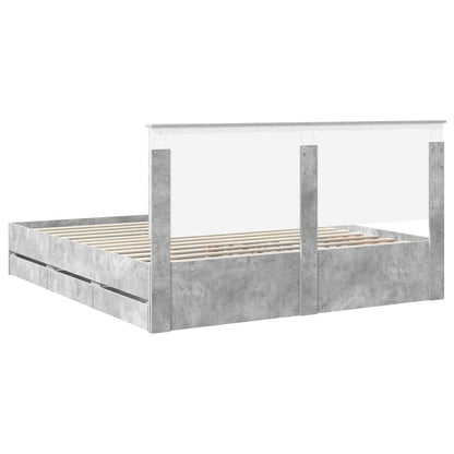 vidaXL Bed Frame with Drawer Concrete Grey 180 x 200 cm Engineer Wood