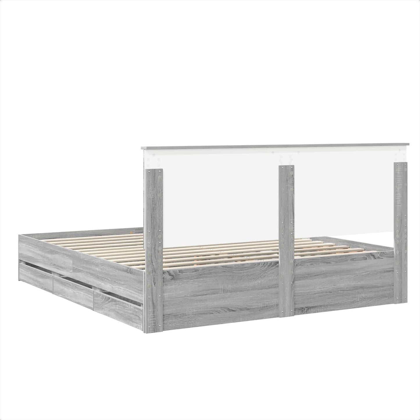 vidaXL Bed Frame with Drawer Grey Sonoma 180 x 200 cm Engineer Wood