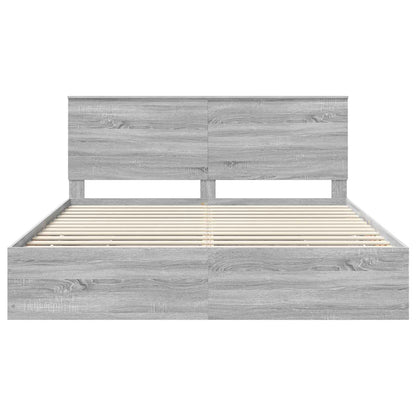 vidaXL Bed Frame with Drawer Grey Sonoma 180 x 200 cm Engineer Wood
