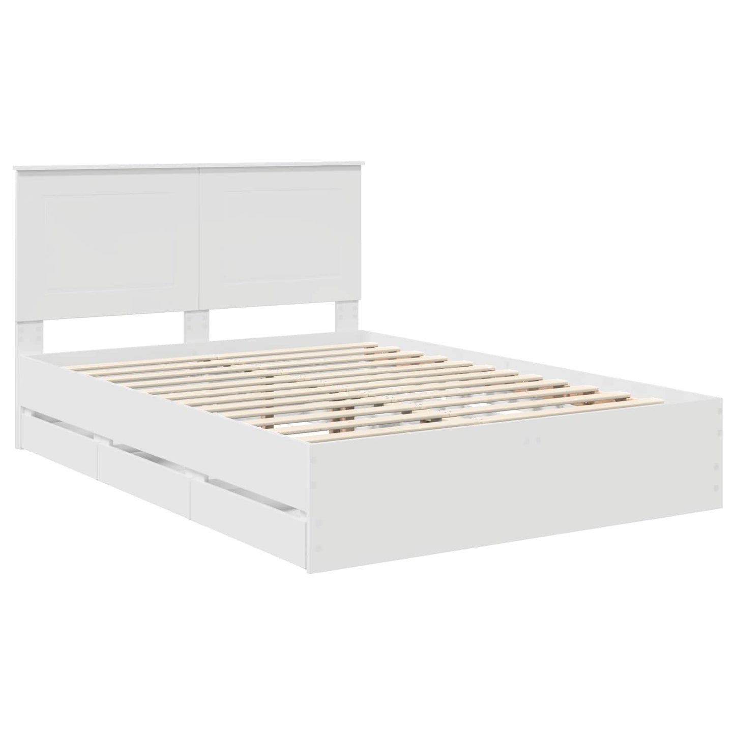 vidaXL Bed Frame with Drawer White 160 x 200 cm Engineer Wood