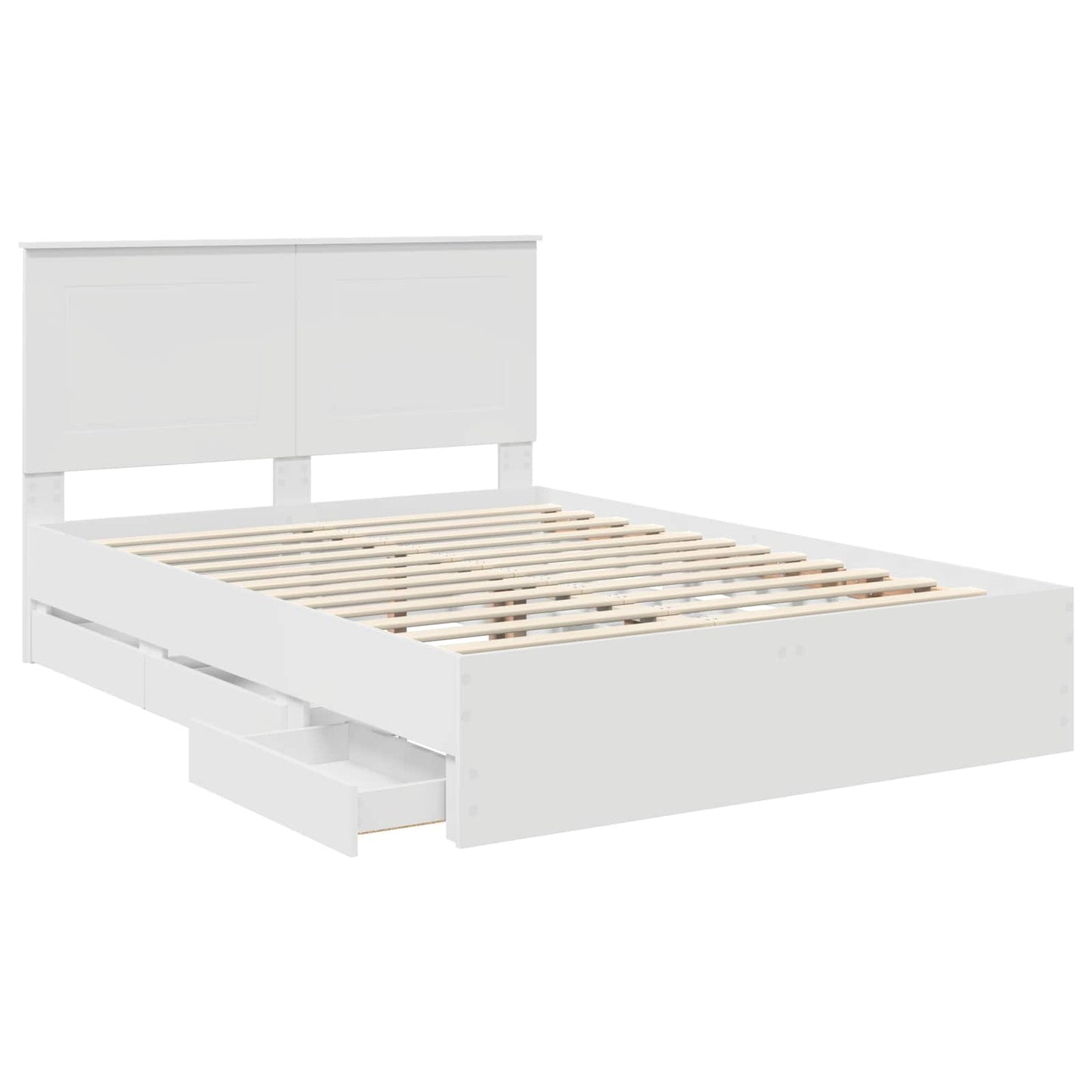 vidaXL Bed Frame with Drawer White 160 x 200 cm Engineer Wood