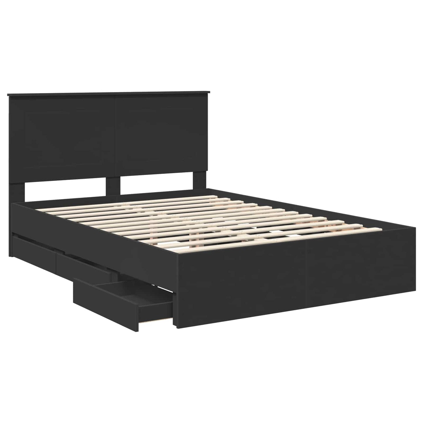 vidaXL Bed Frame with Drawer Black 160 x 200 cm Engineer Wood