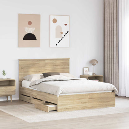vidaXL Bed Frame with Drawer Sonoma Oak 160 x 200 cm Engineer Wood