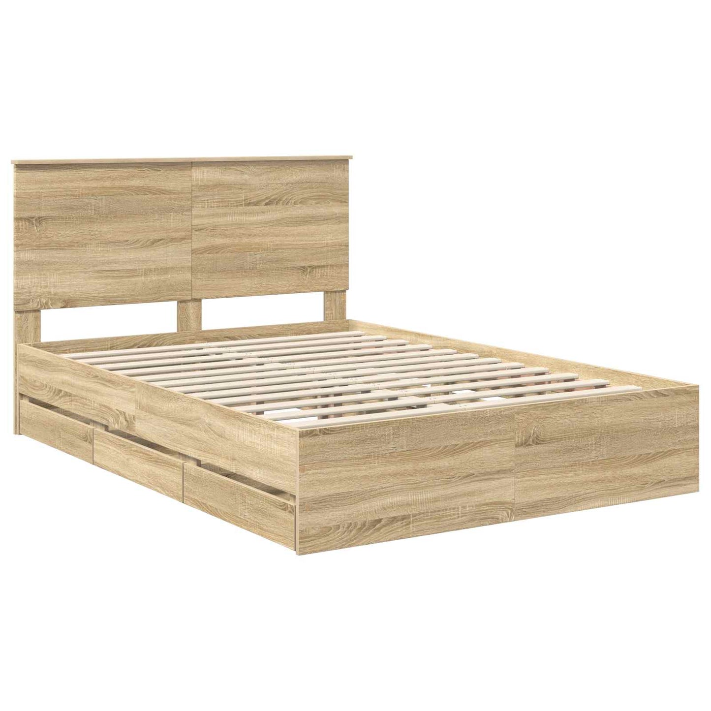 vidaXL Bed Frame with Drawer Sonoma Oak 160 x 200 cm Engineer Wood