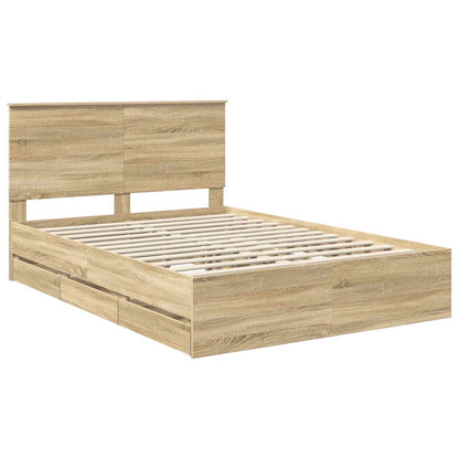 vidaXL Bed Frame with Drawer Sonoma Oak 160 x 200 cm Engineer Wood