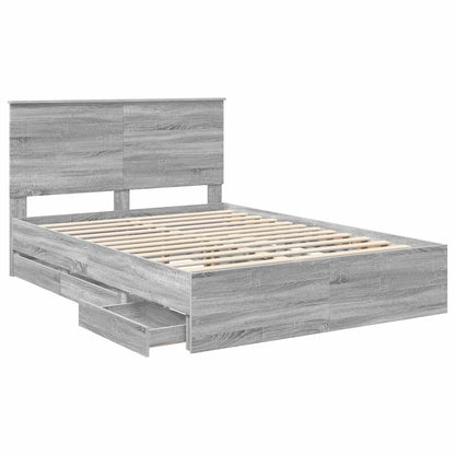 vidaXL Bed Frame with Drawer Grey Sonoma 160 x 200 cm Engineer Wood