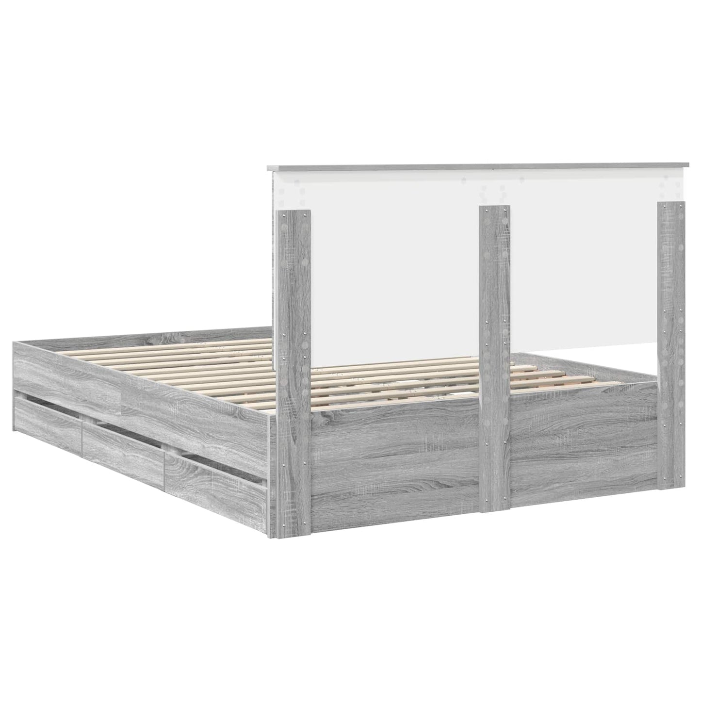 vidaXL Bed Frame with Drawer Grey Sonoma 160 x 200 cm Engineer Wood