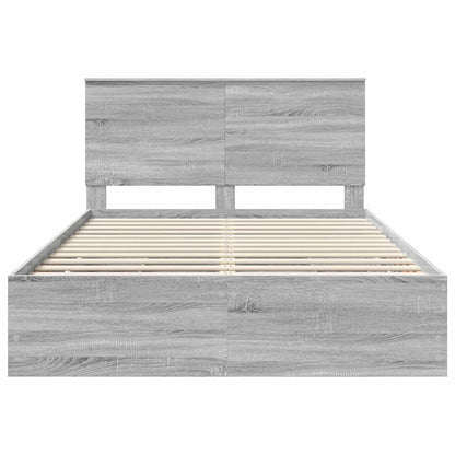 vidaXL Bed Frame with Drawer Grey Sonoma 160 x 200 cm Engineer Wood