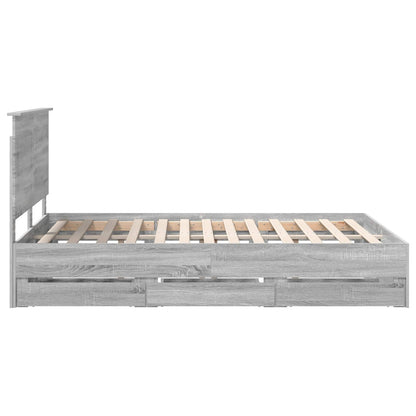 vidaXL Bed Frame with Drawer Grey Sonoma 160 x 200 cm Engineer Wood