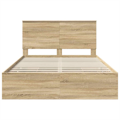 vidaXL Bed Frame with Drawer Sonoma Oak 150 x 200 cm Engineer Wood