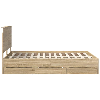 vidaXL Bed Frame with Drawer Sonoma Oak 150 x 200 cm Engineer Wood