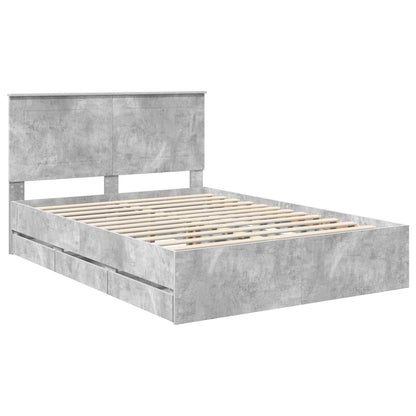 vidaXL Bed Frame with Drawer Concrete Grey 150 x 200 cm Engineer Wood