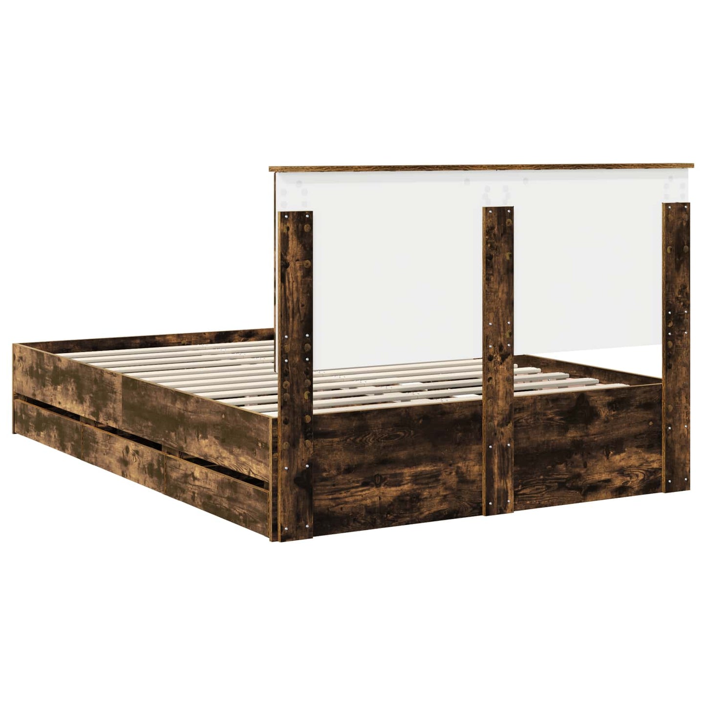 vidaXL Bed Frame with Drawer Smoked Oak 150 x 200 cm Engineer Wood