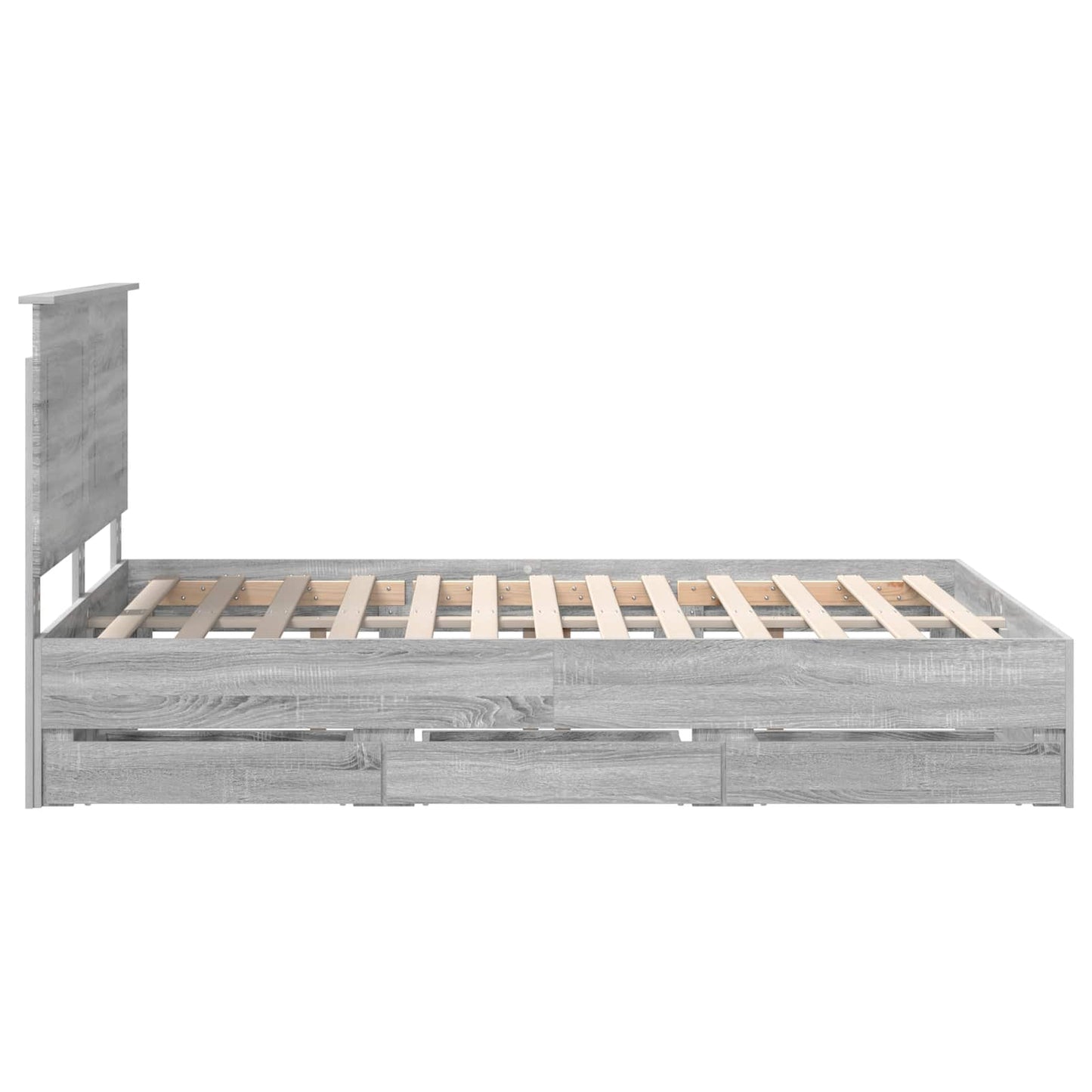 vidaXL Bed Frame with Drawer Grey Sonoma 150 x 200 cm Engineer Wood