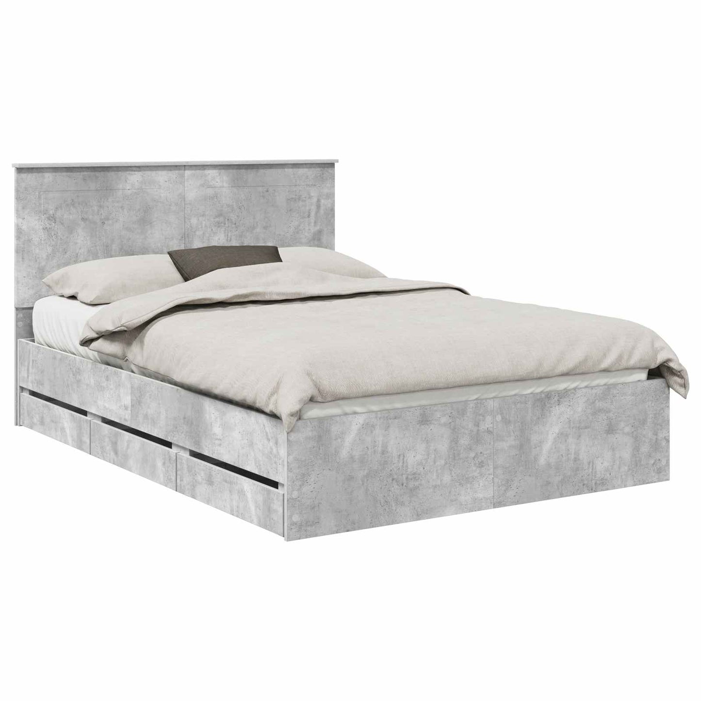 vidaXL Bed Frame with Drawer Concrete Grey 140 x 190 cm Engineer Wood