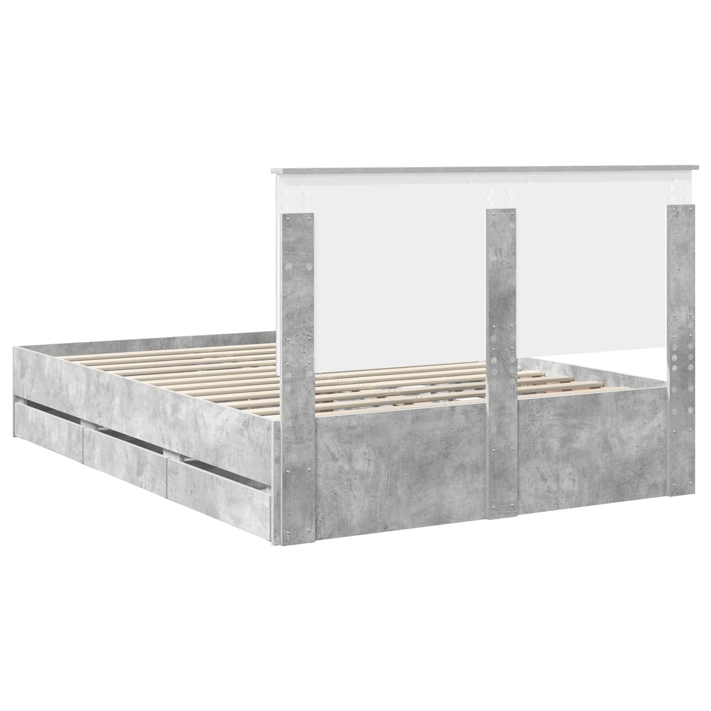 vidaXL Bed Frame with Drawer Concrete Grey 140 x 190 cm Engineer Wood