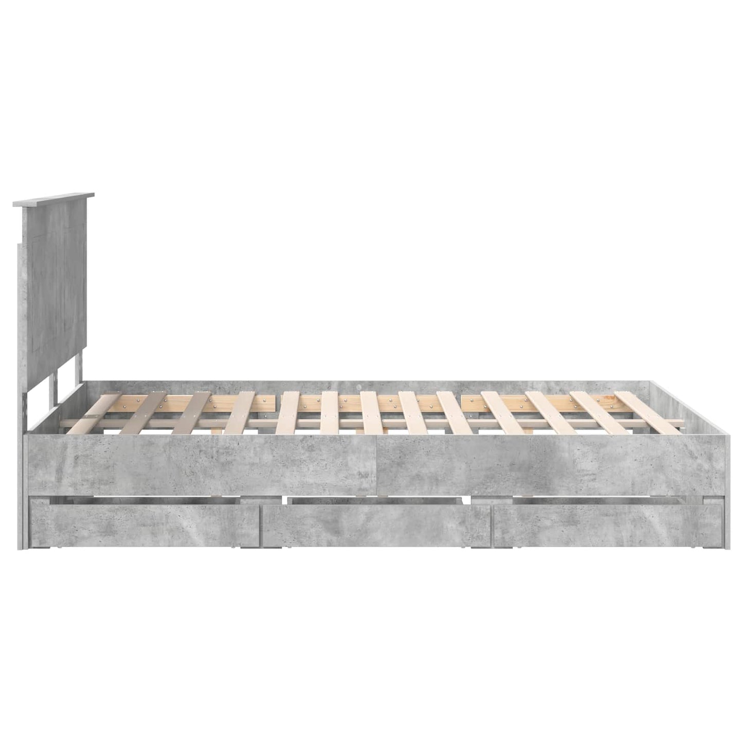vidaXL Bed Frame with Drawer Concrete Grey 140 x 190 cm Engineer Wood