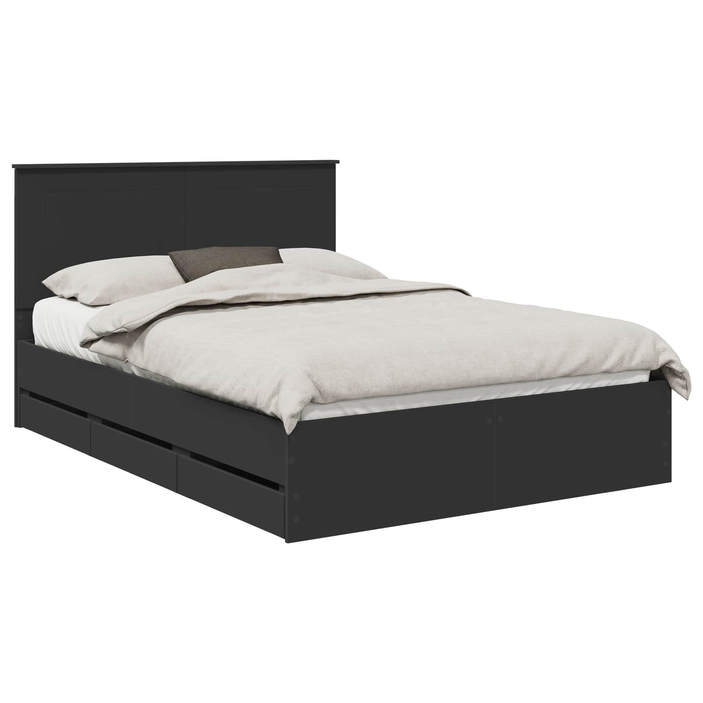 vidaXL Bed Frame with Drawer Black 140 x 200 cm Engineer Wood