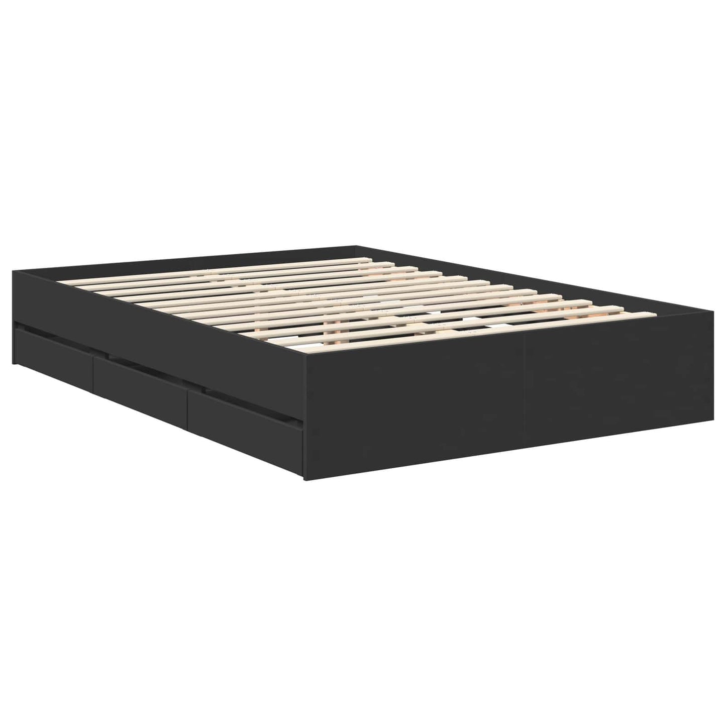 vidaXL Bed Frame with Drawer Black 140 x 200 cm Engineer Wood