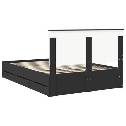 vidaXL Bed Frame with Drawer Black 140 x 200 cm Engineer Wood