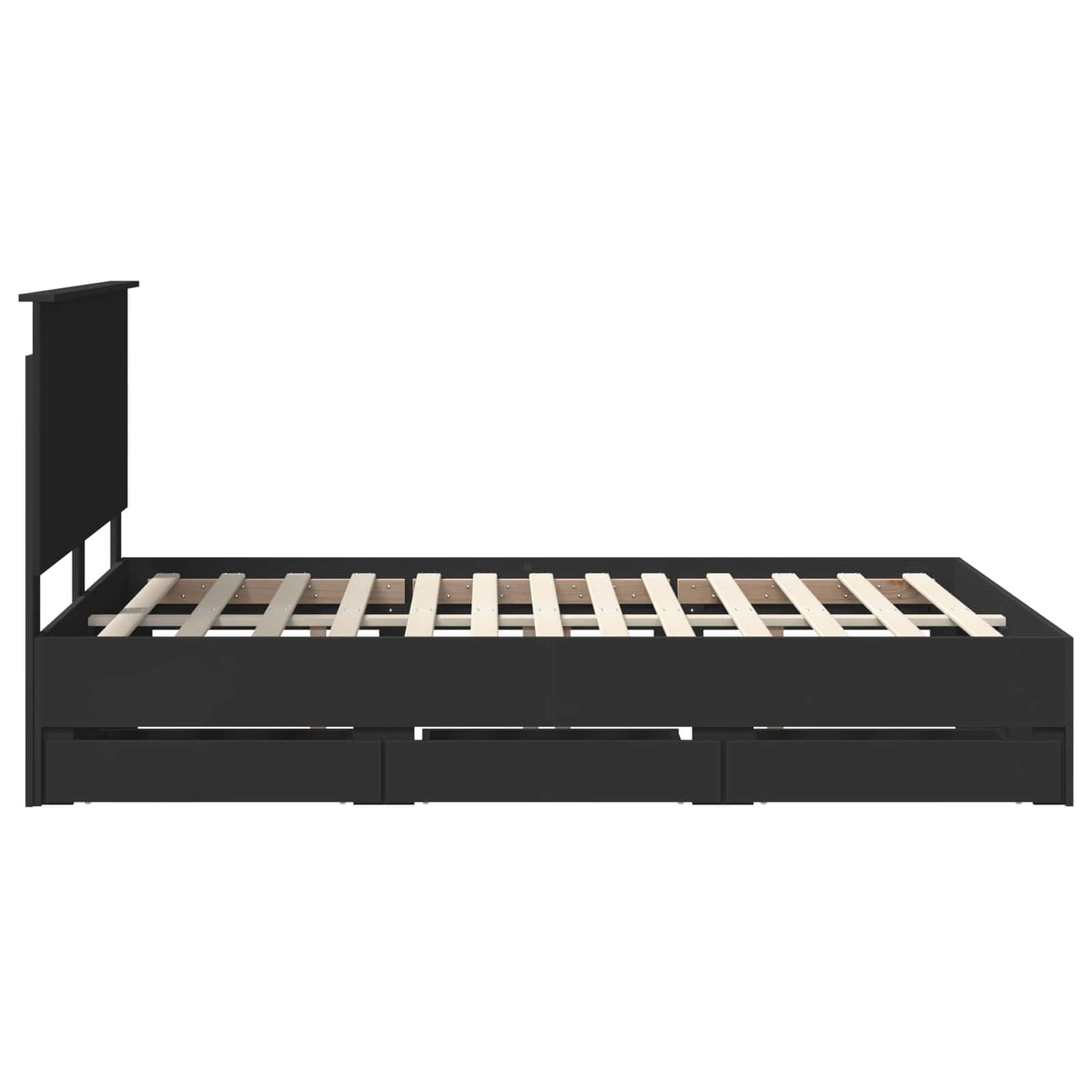 vidaXL Bed Frame with Drawer Black 140 x 200 cm Engineer Wood