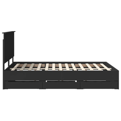 vidaXL Bed Frame with Drawer Black 140 x 200 cm Engineer Wood