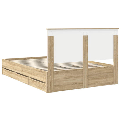 vidaXL Bed Frame with Drawer Sonoma Oak 140 x 200 cm Engineer Wood
