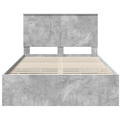 vidaXL Bed Frame with Drawer Concrete Grey 135 x 190 cm Engineer Wood