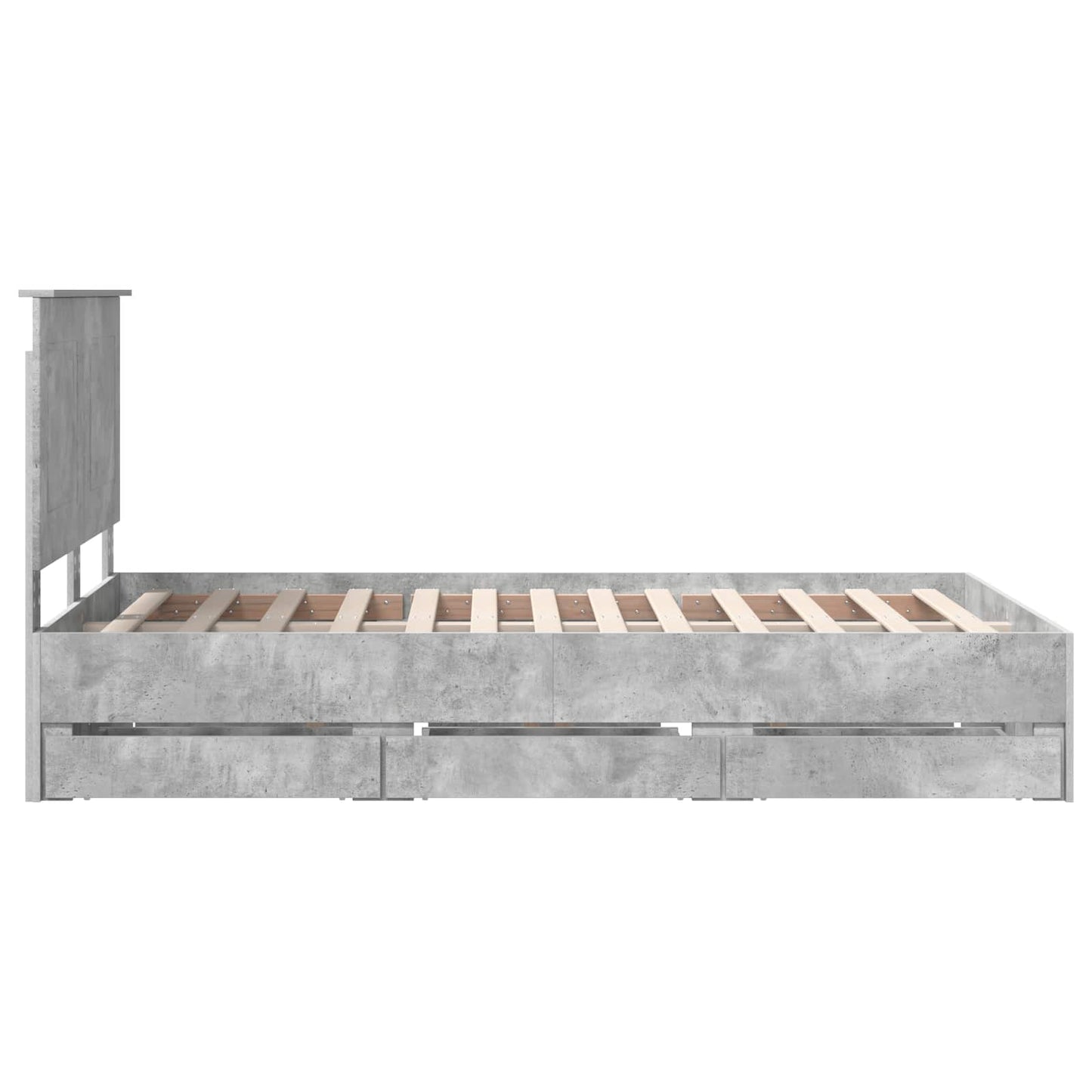 vidaXL Bed Frame with Drawer Concrete Grey 135 x 190 cm Engineer Wood