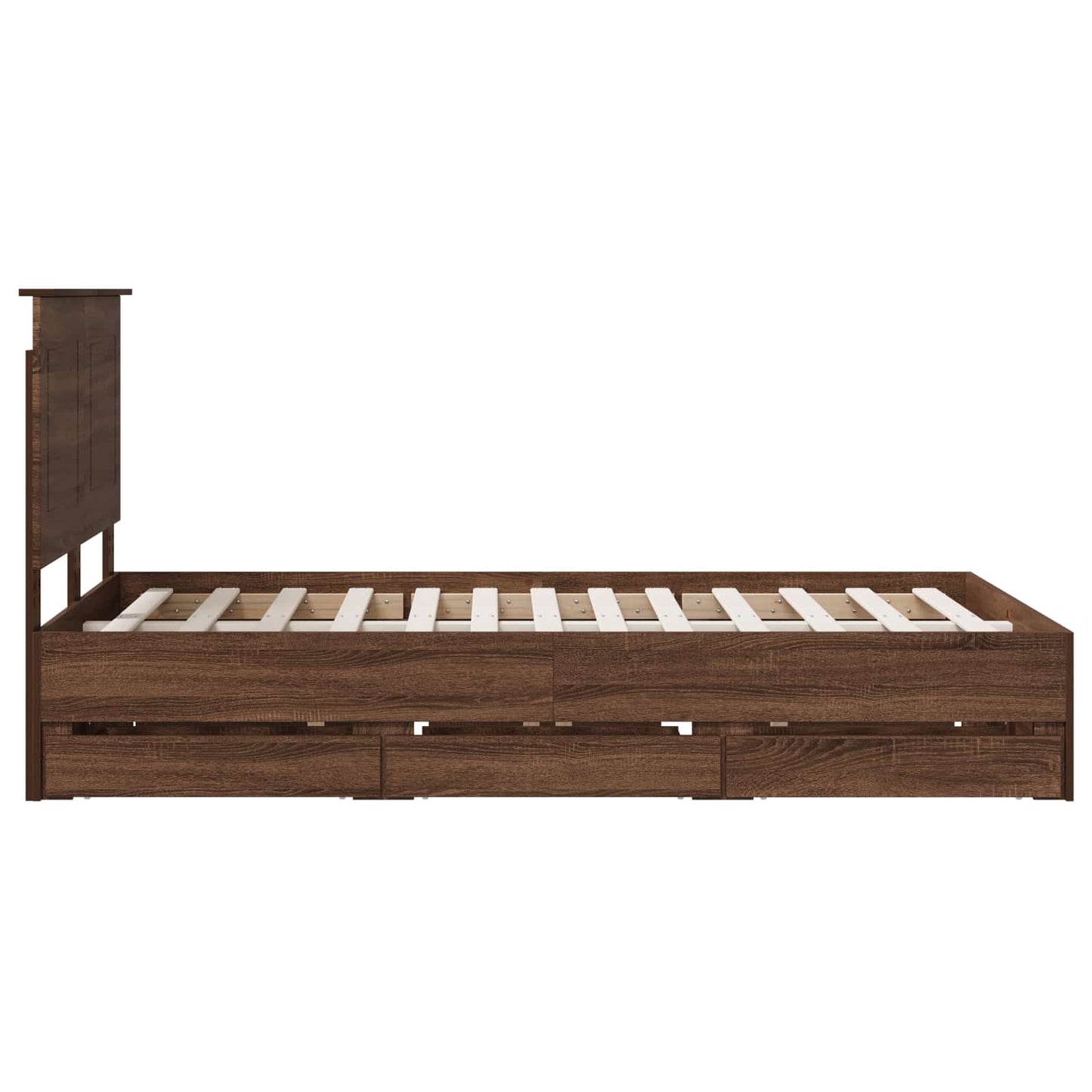 vidaXL Bed Frame with Drawer Brown Oak 135 x 190 cm Engineer Wood