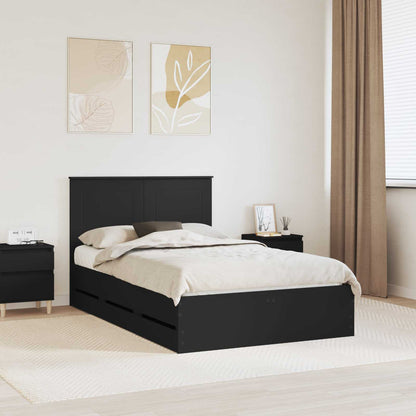 vidaXL Bed Frame with Drawer Black 120 x 190 cm Engineer Wood
