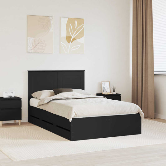 vidaXL Bed Frame with Drawer Black 120 x 190 cm Engineer Wood
