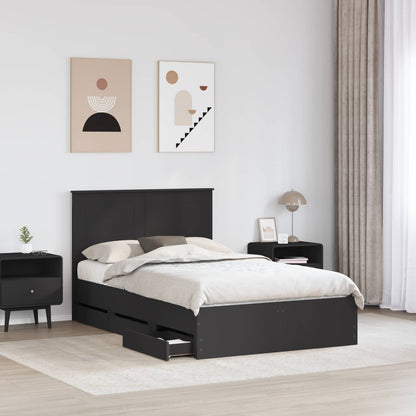 vidaXL Bed Frame with Drawer Black 120 x 190 cm Engineer Wood