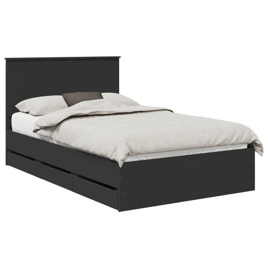 vidaXL Bed Frame with Drawer Black 120 x 190 cm Engineer Wood