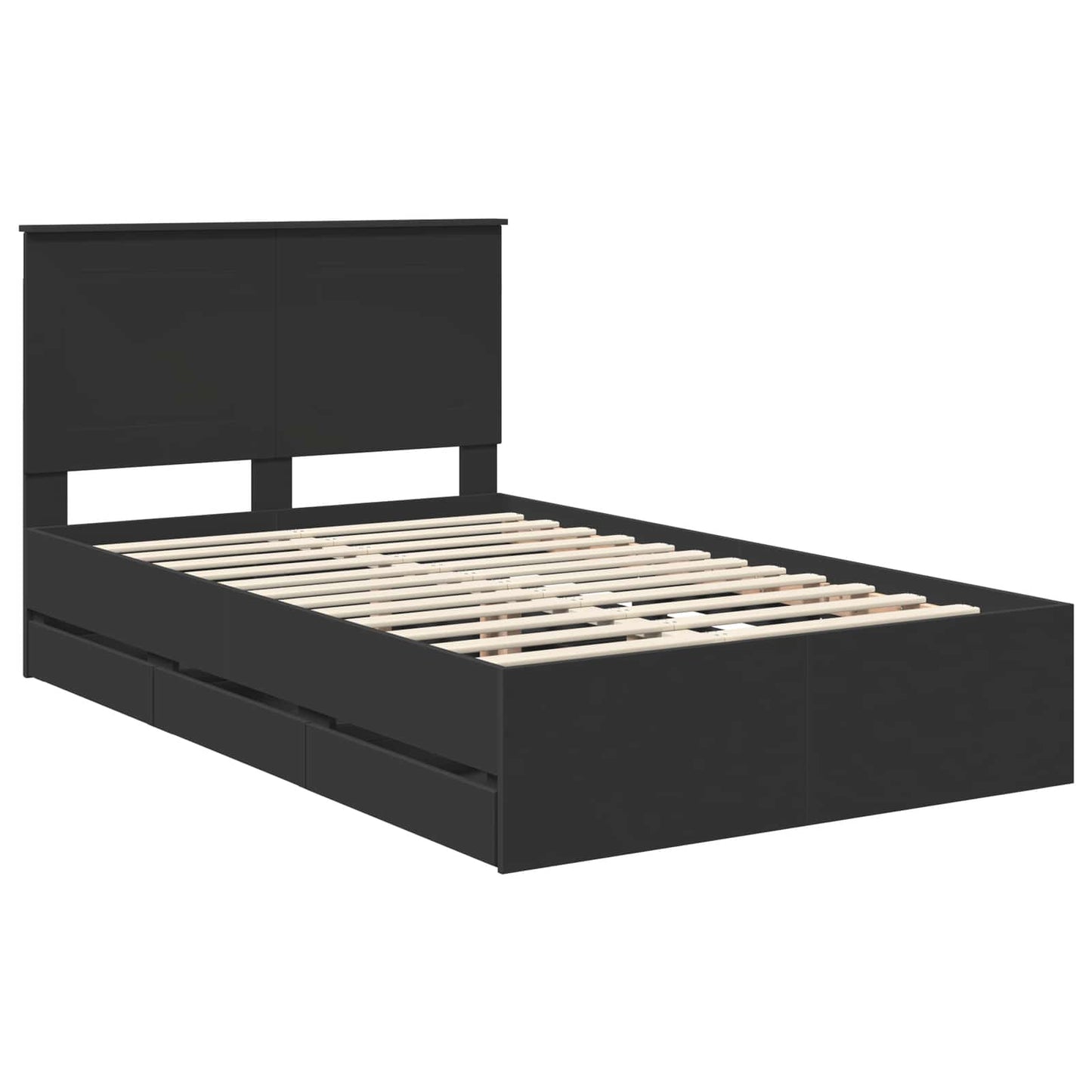 vidaXL Bed Frame with Drawer Black 120 x 190 cm Engineer Wood