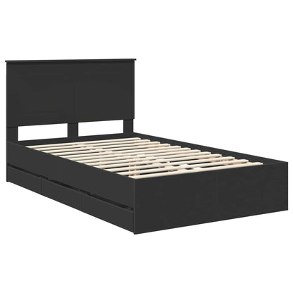 vidaXL Bed Frame with Drawer Black 120 x 190 cm Engineer Wood
