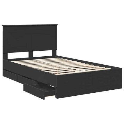 vidaXL Bed Frame with Drawer Black 120 x 190 cm Engineer Wood