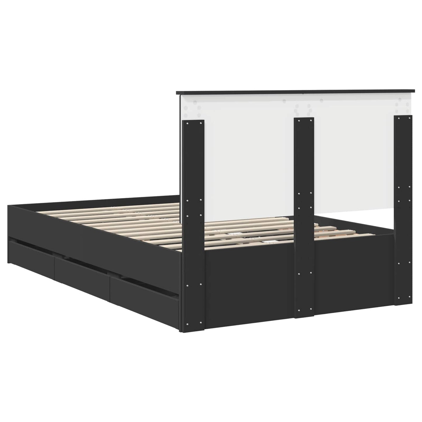 vidaXL Bed Frame with Drawer Black 120 x 190 cm Engineer Wood