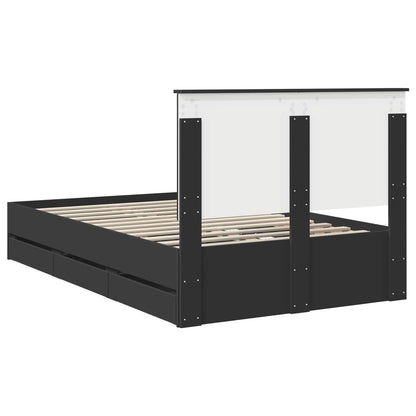 vidaXL Bed Frame with Drawer Black 120 x 190 cm Engineer Wood
