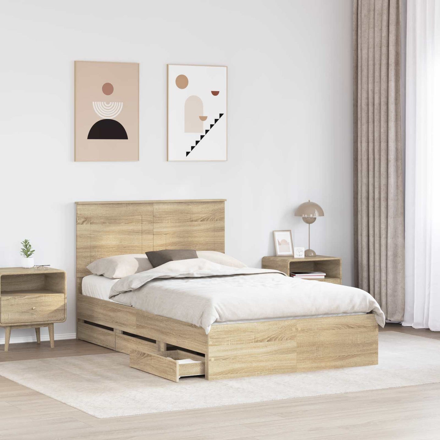 vidaXL Bed Frame Sonoma Oak Engineer Wood