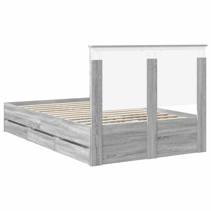 vidaXL Bed Frame with Drawer Grey Sonoma 120 x 190 cm Engineer Wood