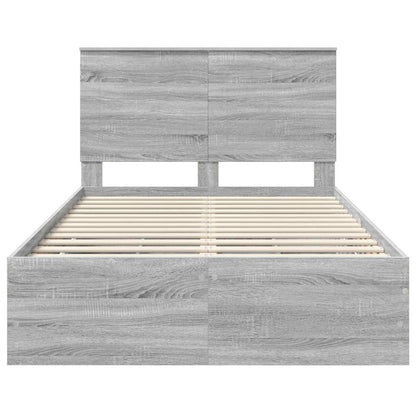 vidaXL Bed Frame with Drawer Grey Sonoma 120 x 190 cm Engineer Wood