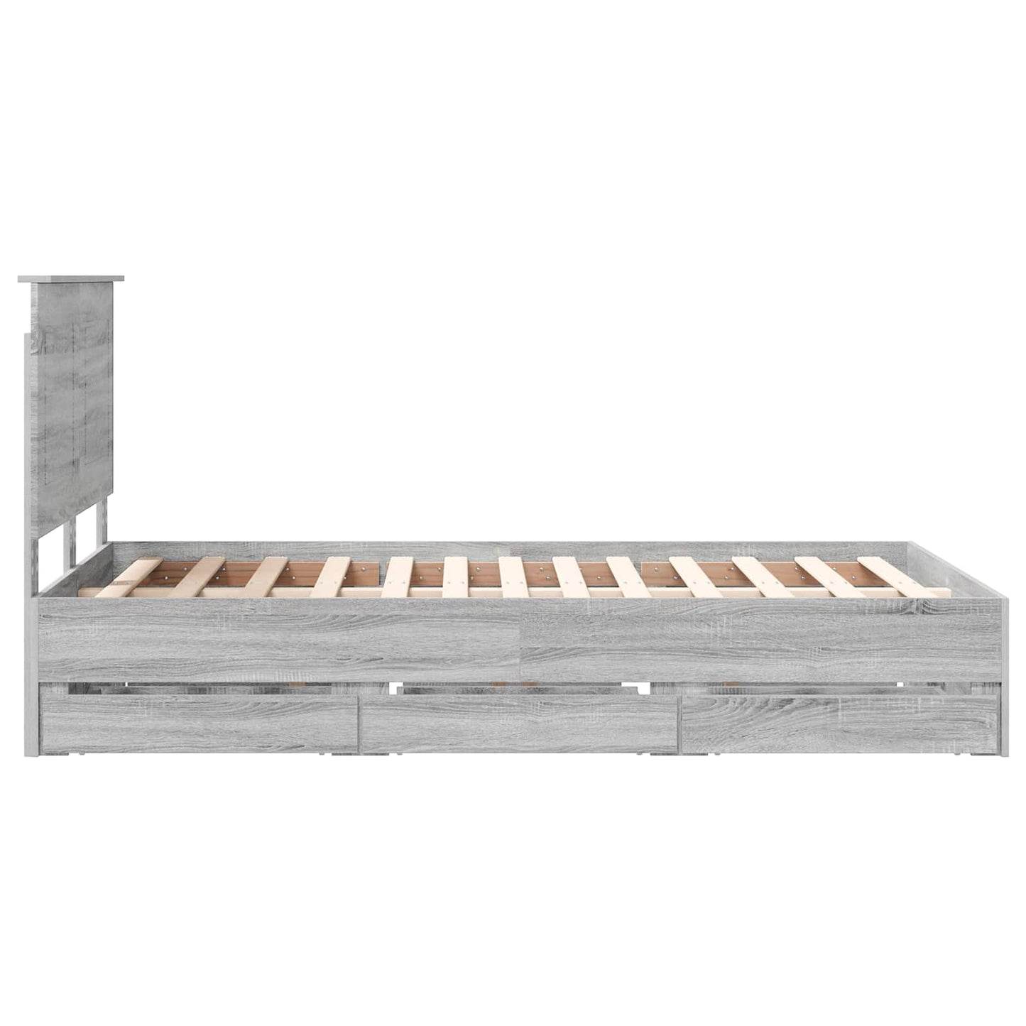 vidaXL Bed Frame with Drawer Grey Sonoma 120 x 190 cm Engineer Wood