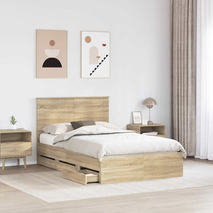 vidaXL Bed Frame with Drawer Sonoma Oak 120 x 200 cm Engineer Wood