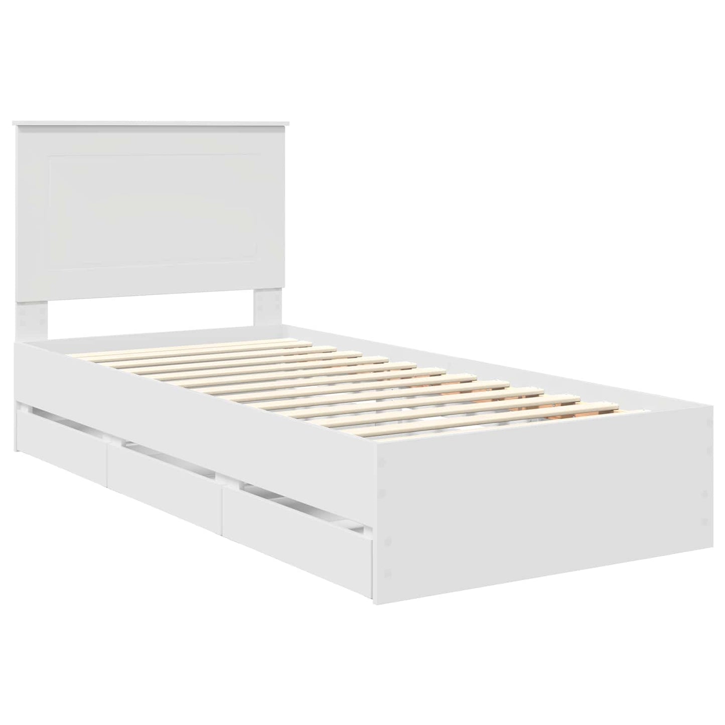 vidaXL Bed Frame with Drawer White 100 x 200 cm Engineer Wood